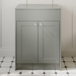 Affine 600mm Grey Traditional Bathroom Countertop Vanity Unit Floor Standing Doors - thumbnail 1