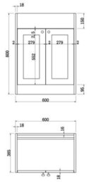 Affine 600mm Grey Traditional Bathroom Countertop Vanity Unit Floor Standing Doors - thumbnail 6