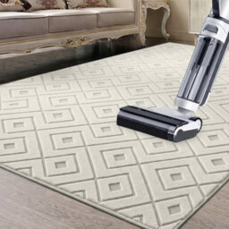 Moonlight Bedding Cream Geometric Rug 120X170Cm, Washable Non-Slip Soft High Low Pile Living Room Carpet - thumbnail 2