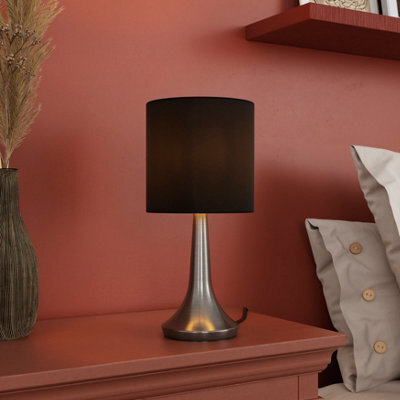GoodHome Painswick Cylinder Satin Black Nickel Effect Table Lamp - image 1