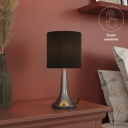 GoodHome Painswick Cylinder Satin Black Nickel Effect Table Lamp - thumbnail 8