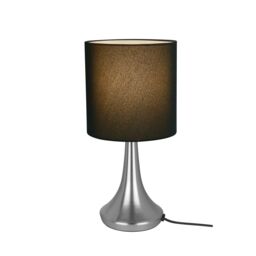 GoodHome Painswick Cylinder Satin Black Nickel Effect Table Lamp - thumbnail 2