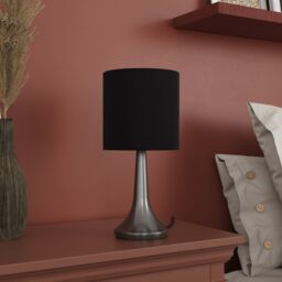 GoodHome Painswick Cylinder Satin Black Nickel Effect Table Lamp - thumbnail 7