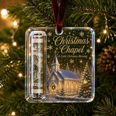 Amorly 3 Pack Christmas Acrylic Cash Holder Ornament Money Holder Hanging Decoration For Christmas Tree Gift - image 1