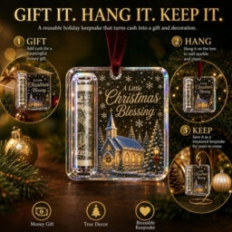 Amorly 3 Pack Christmas Acrylic Cash Holder Ornament Money Holder Hanging Decoration For Christmas Tree Gift - thumbnail 4