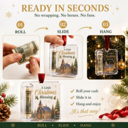 Amorly 3 Pack Christmas Acrylic Cash Holder Ornament Money Holder Hanging Decoration For Christmas Tree Gift - thumbnail 3