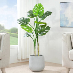Artificial Monstera Tree W/plastic Planter And Artificial Moss For House Office 110 Cm - thumbnail 3