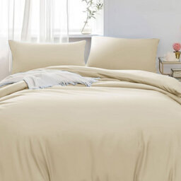 Ameha Plain 3-Piece Duvet Cream Quilt Cover Soft & Anti Allergic Bedding Set Reversible Super King Set With Pillowcase 260 X 220Cm - thumbnail 7