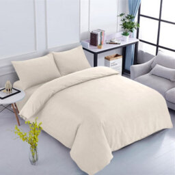 Ameha Plain 3-Piece Duvet Cream Quilt Cover Soft & Anti Allergic Bedding Set Reversible Super King Set With Pillowcase 260 X 220Cm - thumbnail 9