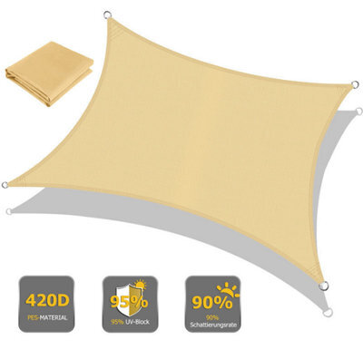 Beige 2X2M Rectangular Shade Sail Uv Resistant - image 1