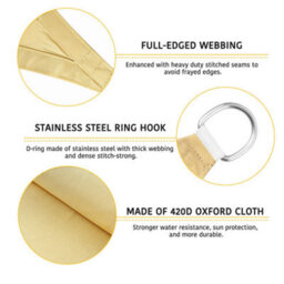 Beige 2X2M Rectangular Shade Sail Uv Resistant - thumbnail 3