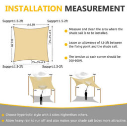Beige 2X2M Rectangular Shade Sail Uv Resistant - thumbnail 4
