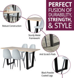 Hallowood Furniture Dudley 1.5M Dining Table Set With 4 Silver Grey Fabric Chairs - thumbnail 2