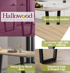 Hallowood Furniture Dudley 1.5M Dining Table Set With 4 Silver Grey Fabric Chairs - thumbnail 4