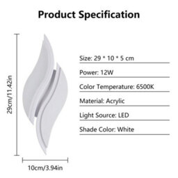2X Modern Led Wall Light Creative Wall Lamp Cool White 12W Indoor Lamp Bed Room - thumbnail 2