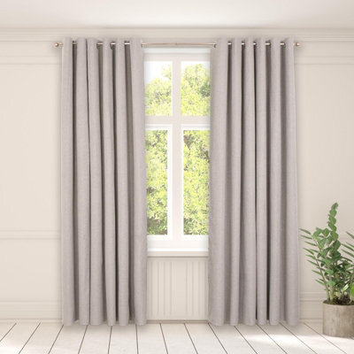 OHS Woven Texture Pair Of Curtains, Grey - 66 X 90 - image 1