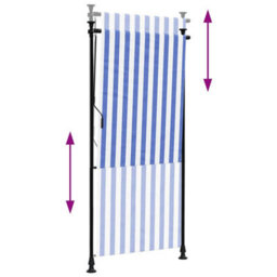 Berkfield Outdoor Roller Blind Blue And White 100X270 Cm Fabric&steel - thumbnail 6