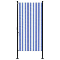 Berkfield Outdoor Roller Blind Blue And White 100X270 Cm Fabric&steel - thumbnail 3