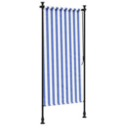 Berkfield Outdoor Roller Blind Blue And White 100X270 Cm Fabric&steel - thumbnail 5
