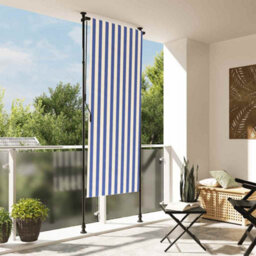 Berkfield Outdoor Roller Blind Blue And White 100X270 Cm Fabric&steel
