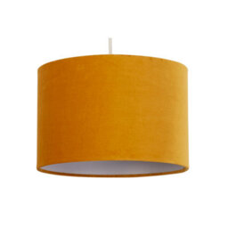 Lighting Collection Golden Glow Mustard Fabric Contemporary Drum Pendant Shade - thumbnail 3