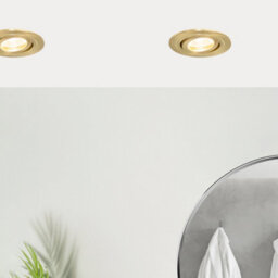 Litecraft 5 Pack Satin Brass Modern Bathroom Ip65 Circular Tiltable Downlights
