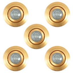 Litecraft 5 Pack Satin Brass Modern Bathroom Ip65 Circular Tiltable Downlights - thumbnail 2