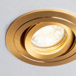 Litecraft 5 Pack Satin Brass Modern Bathroom Ip65 Circular Tiltable Downlights - thumbnail 5