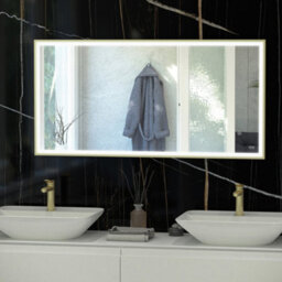 RAK Ceramics Rak Art Square 600X1200mm Rectangular Illuminated Mirror With Touch Sensor & Demister - Brushed Gold