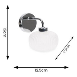Valuelights Amaia Polished Chrome Ip44 Rated Single Frosted Ribbed Glass Wall Light - thumbnail 8