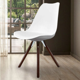 Fusion Living Soho White Plastic Dining Chair With Pyramid Dark Wood Legs - thumbnail 2