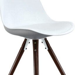 Fusion Living Soho White Plastic Dining Chair With Pyramid Dark Wood Legs - thumbnail 3