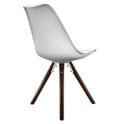 Fusion Living Soho White Plastic Dining Chair With Pyramid Dark Wood Legs - thumbnail 5