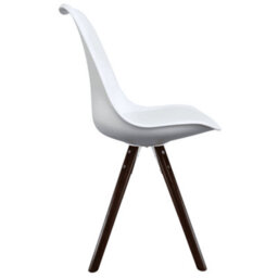 Fusion Living Soho White Plastic Dining Chair With Pyramid Dark Wood Legs - thumbnail 6