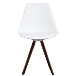 Fusion Living Soho White Plastic Dining Chair With Pyramid Dark Wood Legs - thumbnail 7