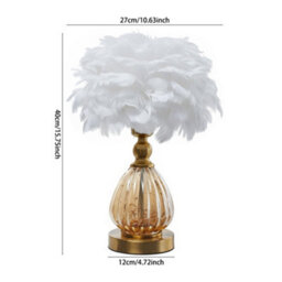 Living And Home E27 Elegant Feather Desk Lamp With Non-Slip Base And 3-Mode Lighting, 12W - thumbnail 6
