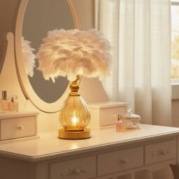 Living And Home E27 Elegant Feather Desk Lamp With Non-Slip Base And 3-Mode Lighting, 12W - thumbnail 2