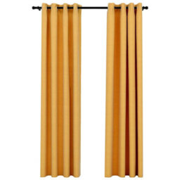 Berkfield Premium Linen-Look Blackout Curtains With Grommets 2Pcs Yellow 140X225Cm