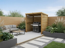 Edecks The Eclipse Wooden Bbq Shelter With Inner Shelves 6 X 7Ft - Full Slatted Sides Outdoor Garden Diy Barbecue Grill Gazebo - thumbnail 5