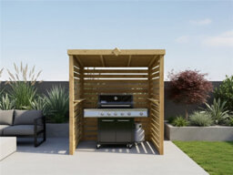 Edecks The Eclipse Wooden Bbq Shelter With Inner Shelves 6 X 7Ft - Full Slatted Sides Outdoor Garden Diy Barbecue Grill Gazebo - thumbnail 1