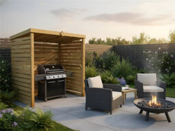 Edecks The Eclipse Wooden Bbq Shelter With Inner Shelves 6 X 7Ft - Full Slatted Sides Outdoor Garden Diy Barbecue Grill Gazebo - thumbnail 3