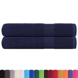 Berkfield Sauna Towels 2 Pcs Navy Blue 80X200 Cm 360 Gsm 100% Cotton - thumbnail 2