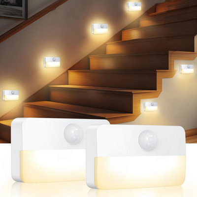 Amorly Set Of 2 Warm White Indoor Motion Sensor Stair Lights, Battery Operated Portable Led Night Light For Hallway, Bedroom, Steps - image 1