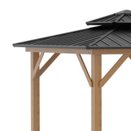 Outsunny 3.5 X 3.5M Wood Frame Hardtop Gazebo W/ Double Vented Roof, Black - thumbnail 7