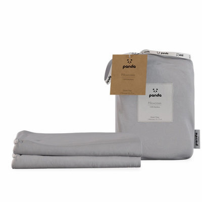 Panda London 100% Bamboo Bedding Pillowcases Quiet Grey - image 1