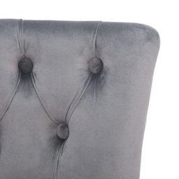 Grey Velvet Vanity Stool With Backrest Dressing Table Chair With Rubberwood Legs - thumbnail 4