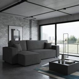 Karl Living Room Sofa Bed With Storage Chipboard Frame Wave Spring Loose Cushions 244X145X83 Cm Universal Side Grey - thumbnail 1