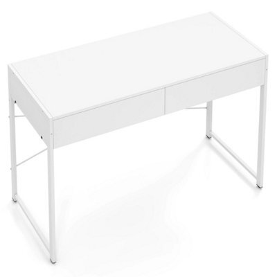 Computer Desk With 2 Drawers Vanity Table With Metal Frame White - image 1