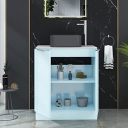 Royal Bathrooms Evora 700mm Powder Blue Fluted Floor Standing Countertop Vanity Unit 2 Door With Art Square Basin - thumbnail 3