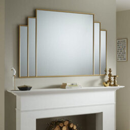 The Online Mirror Shop Overmantle Mirror Charleston Handcrafted Art Deco Design Rectangular Shape With Gold Frame For Hanging In Bedroom- H 80Cmxw 120Cm - thumbnail 1